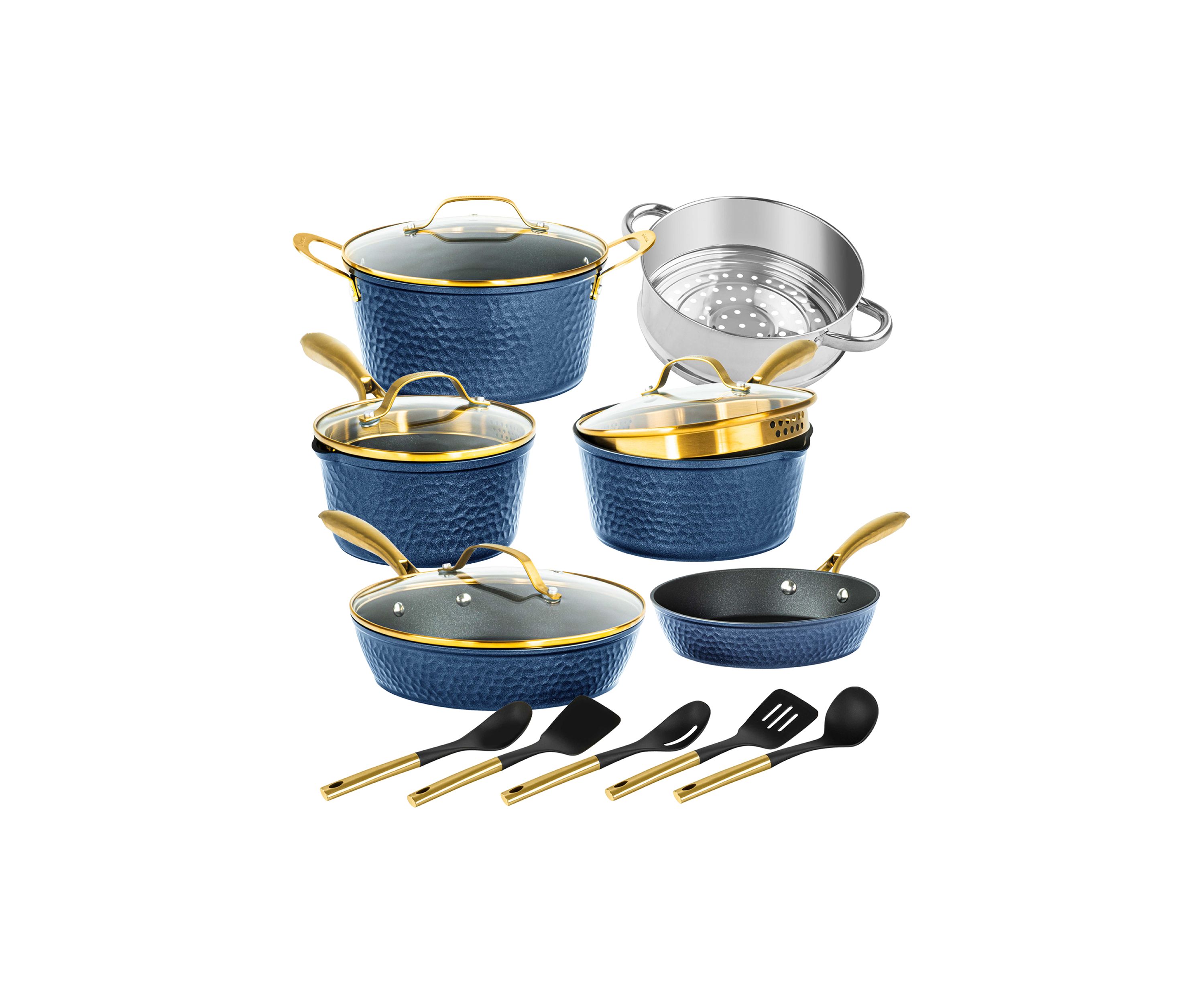 Charleston Collection Hammered Cookware 15 Piece Set
