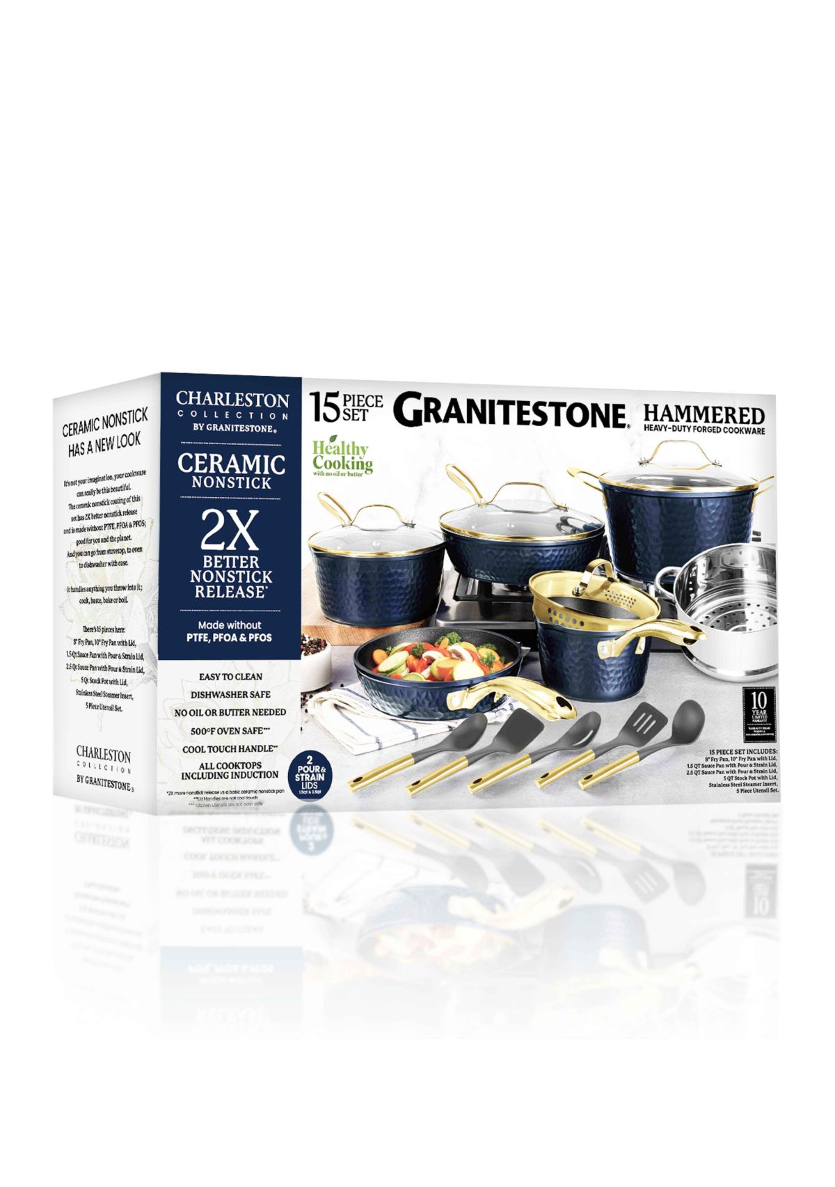 Charleston Collection Hammered Cookware 15 Piece Set