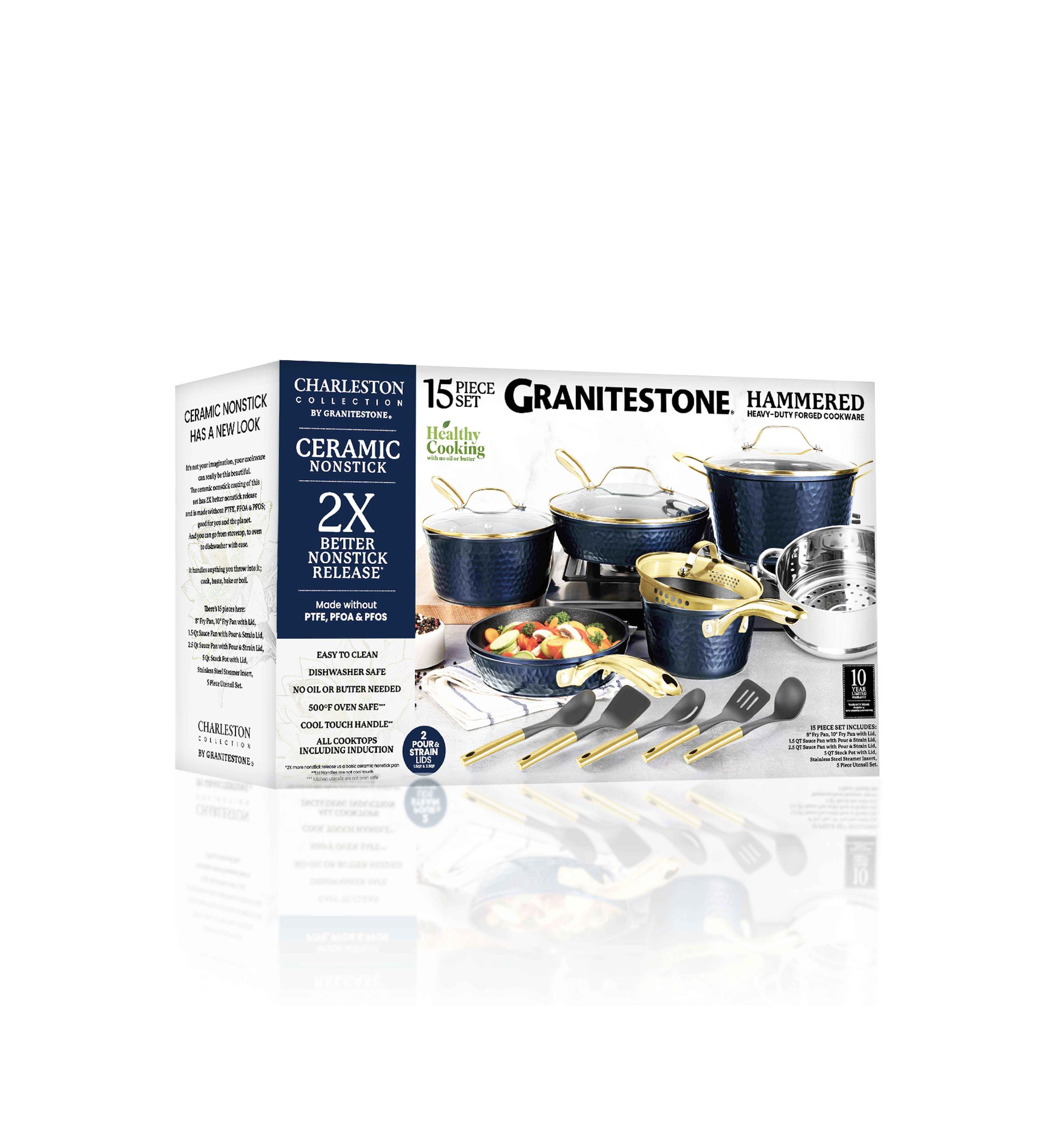 Charleston Collection Hammered Cookware 15 Piece Set