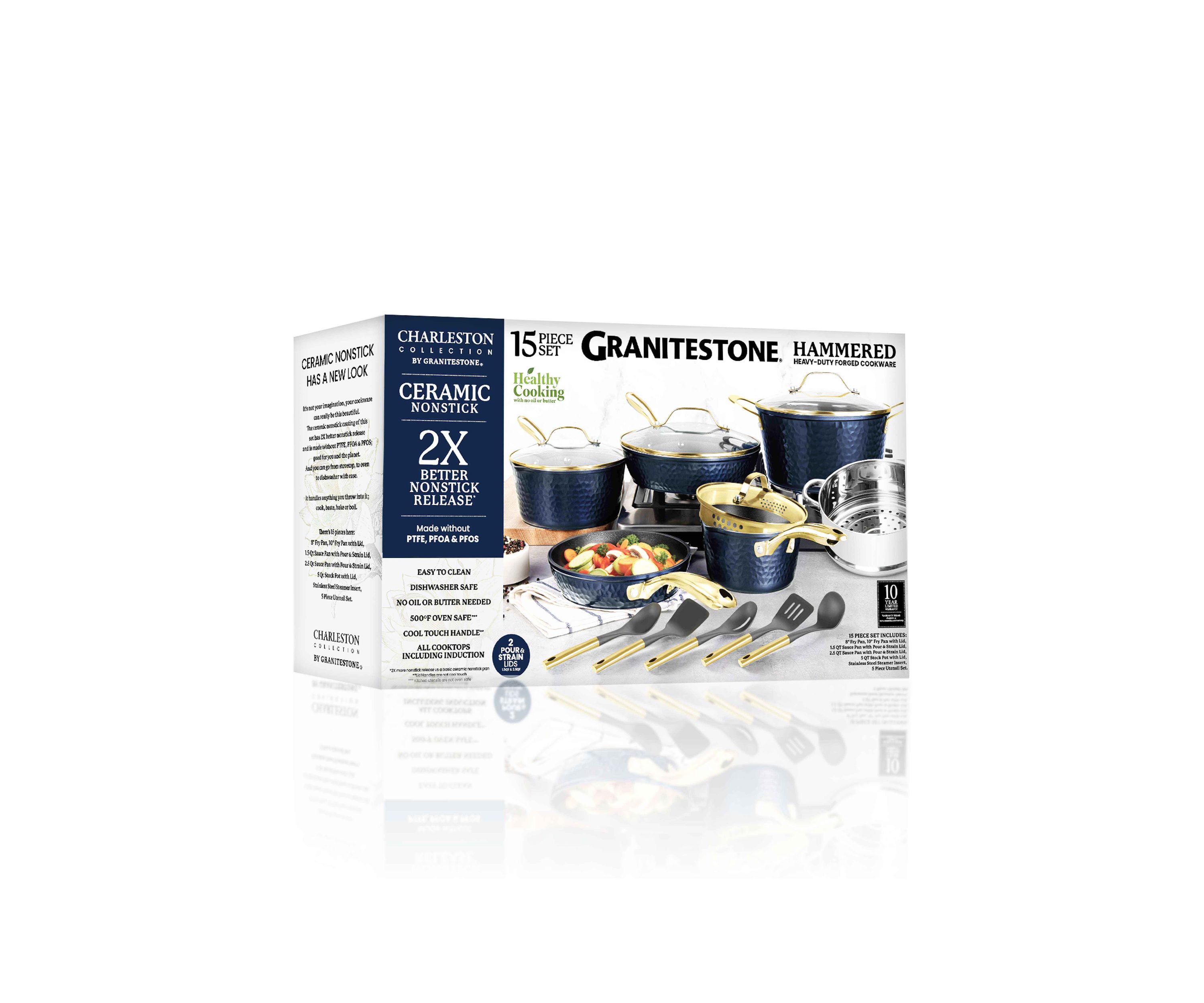 Charleston Collection Hammered Cookware 15 Piece Set