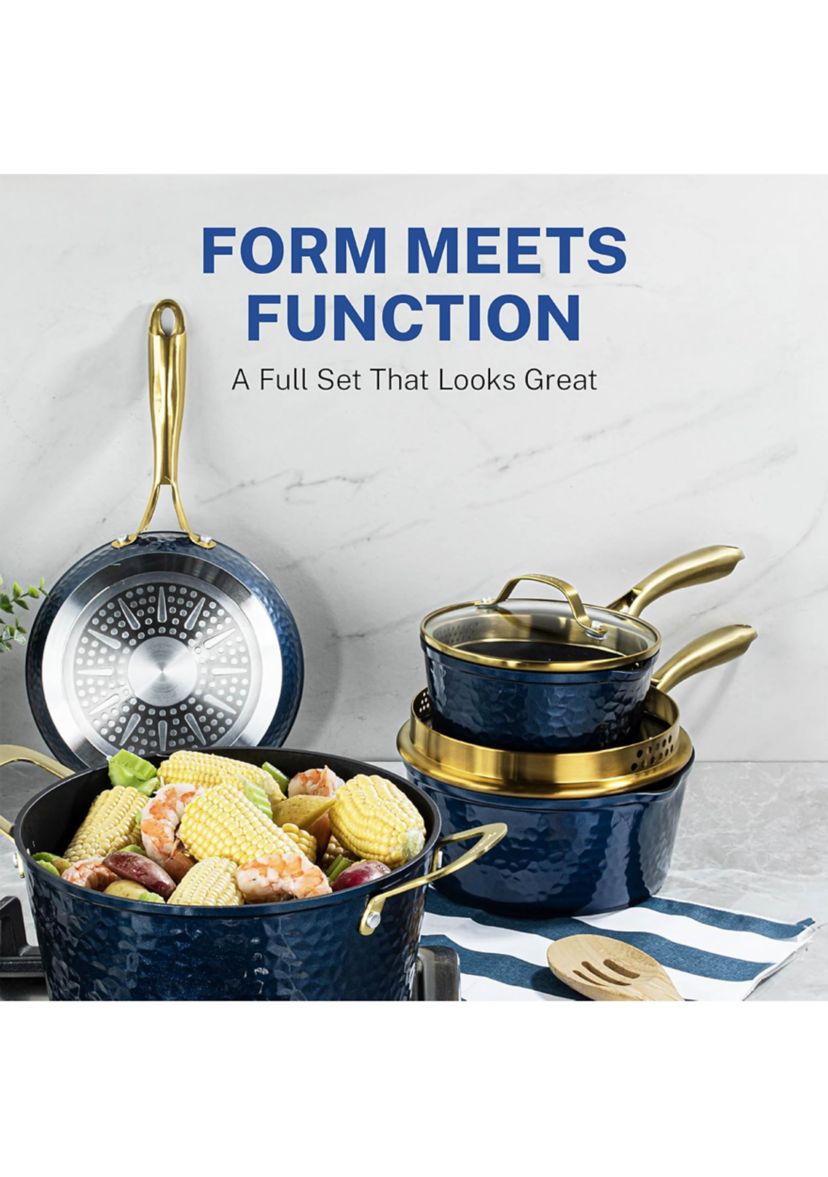 Charleston Collection Hammered Cookware 15 Piece Set