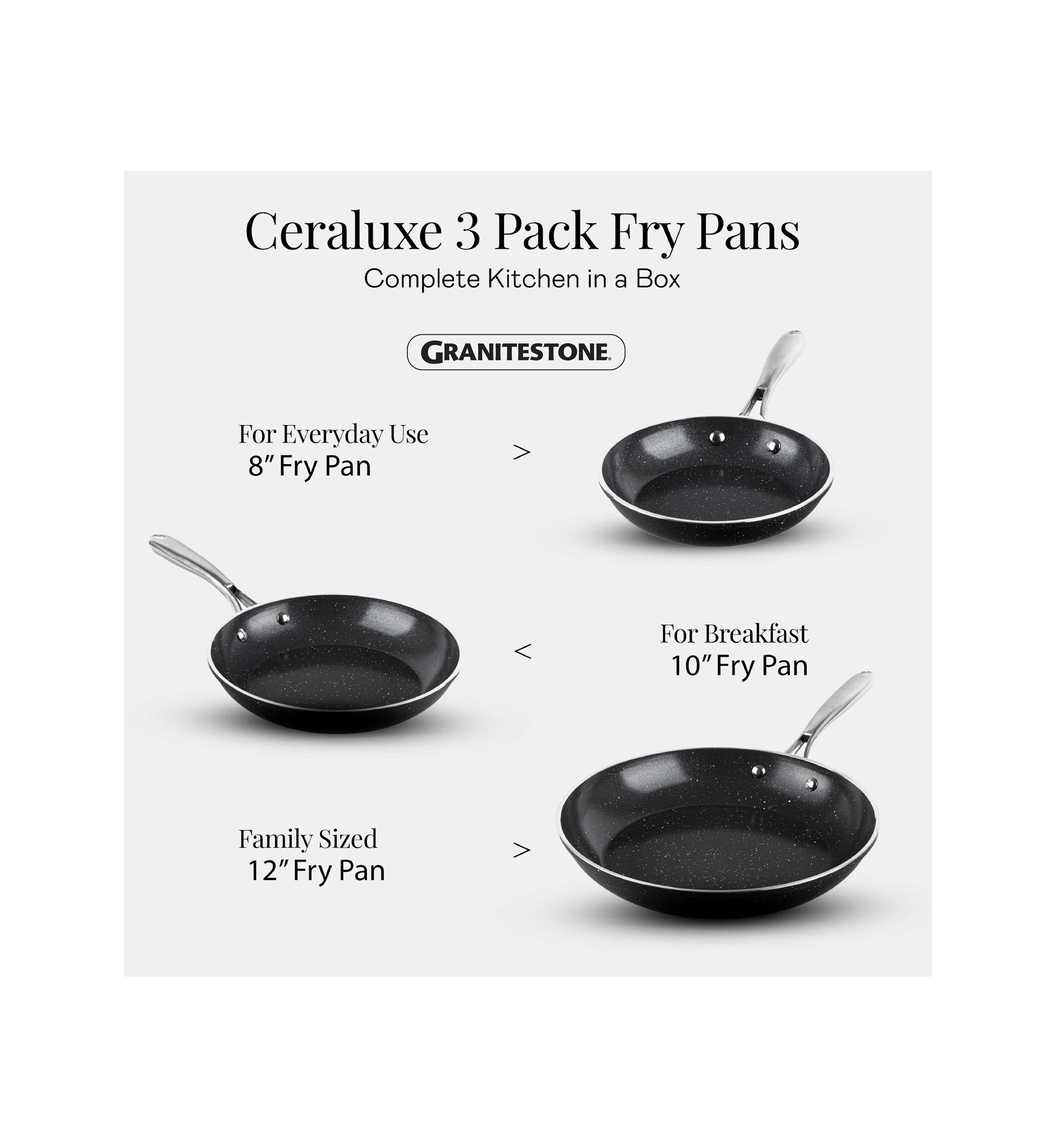 Ceraluxe Ceramic Non-stick Frying Pans 3-Piece Set