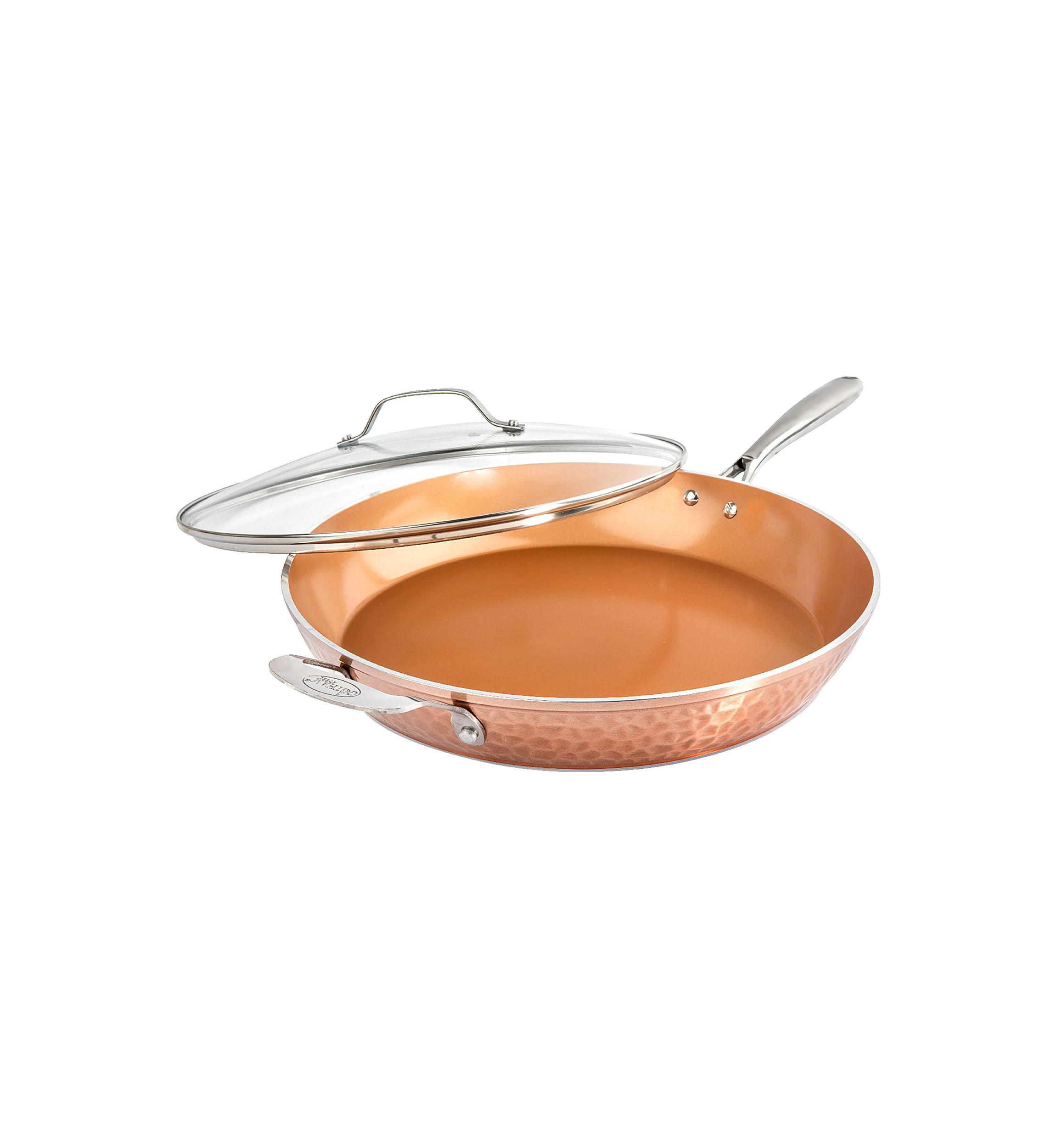 14" Hammered Copper Skillet with Lid