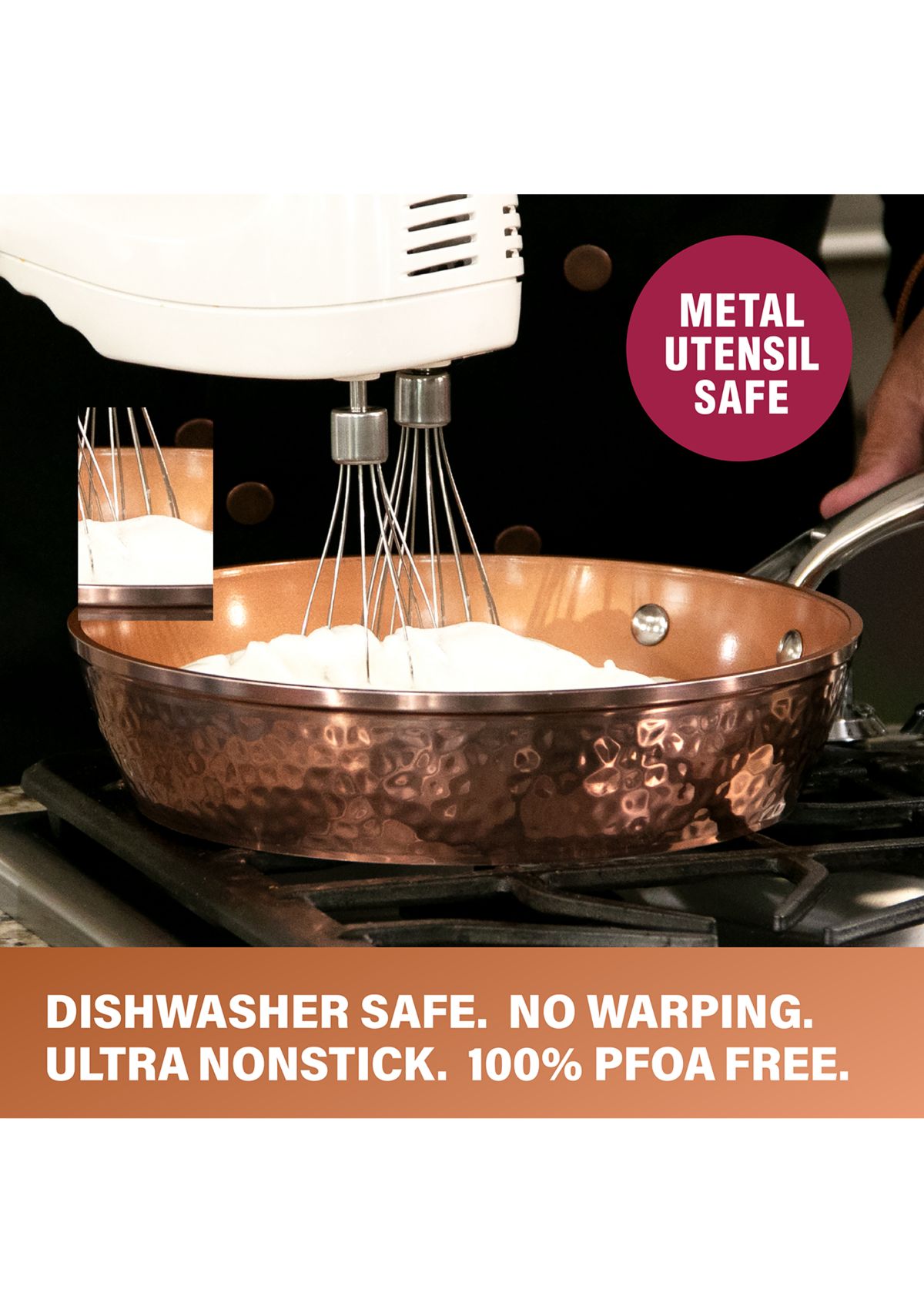 14" Hammered Copper Skillet with Lid