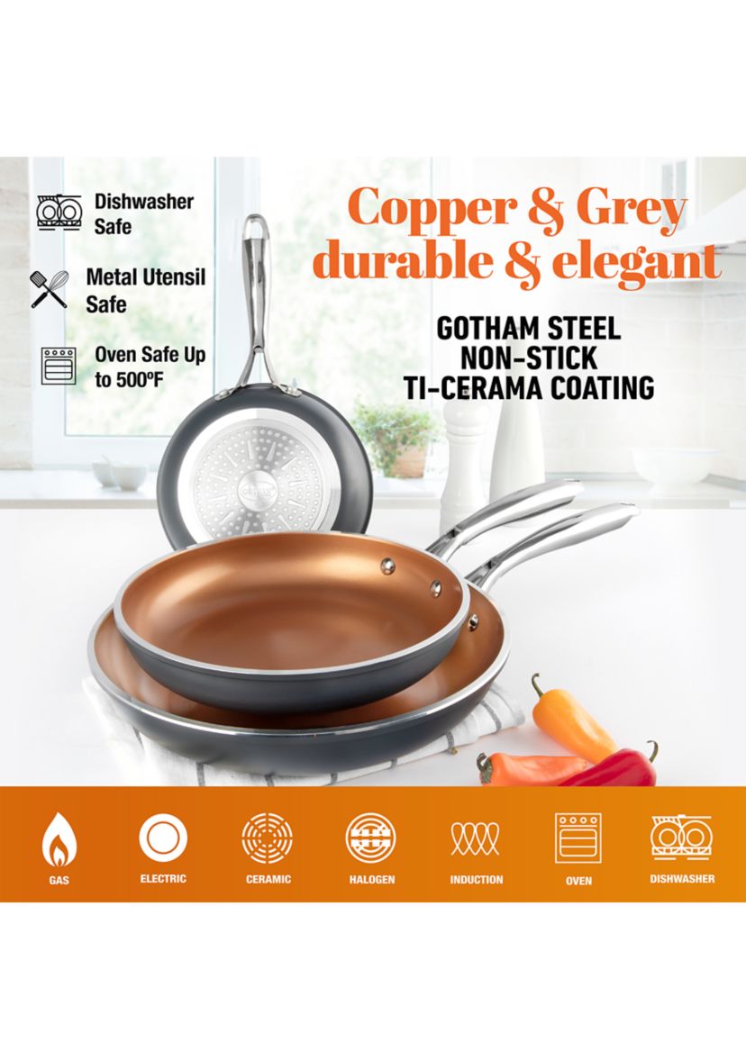 3-Piece Ti-Ceramic Nonstick Coating Frying Pan Set