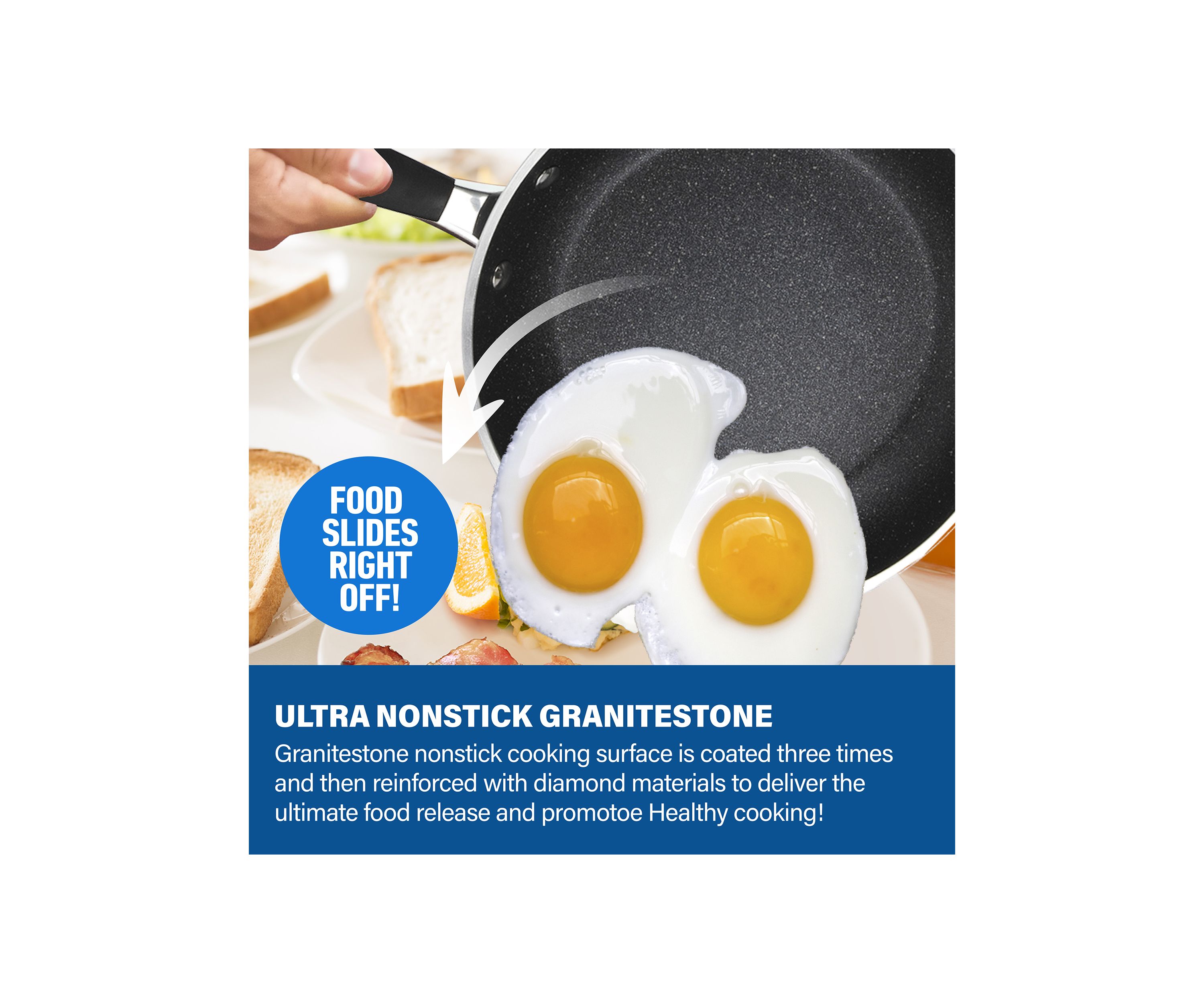 3-Piece Nonstick Mineral and Diamond Triple Coated Frying Pans Set