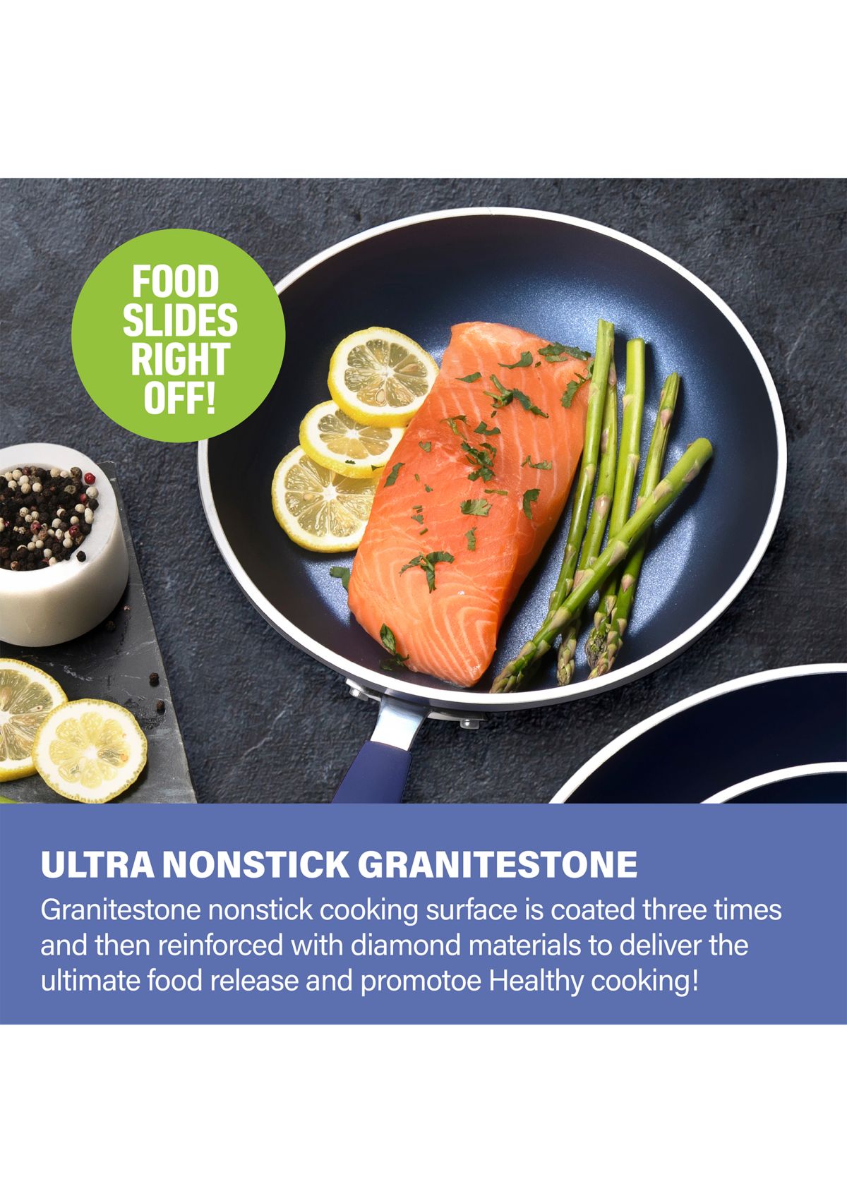 3-Piece Nonstick Mineral and Diamond Triple Coated Frying Pans Set