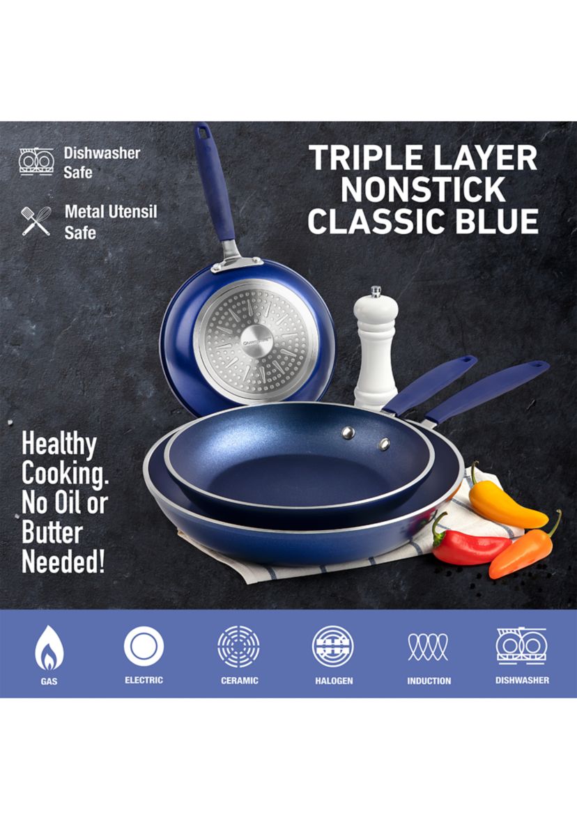 3-Piece Nonstick Mineral and Diamond Triple Coated Frying Pans Set