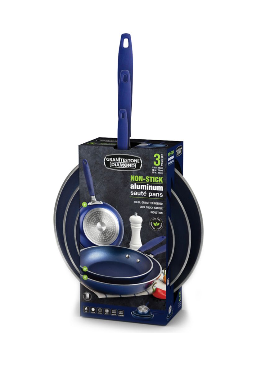 3-Piece Nonstick Mineral and Diamond Triple Coated Frying Pans Set