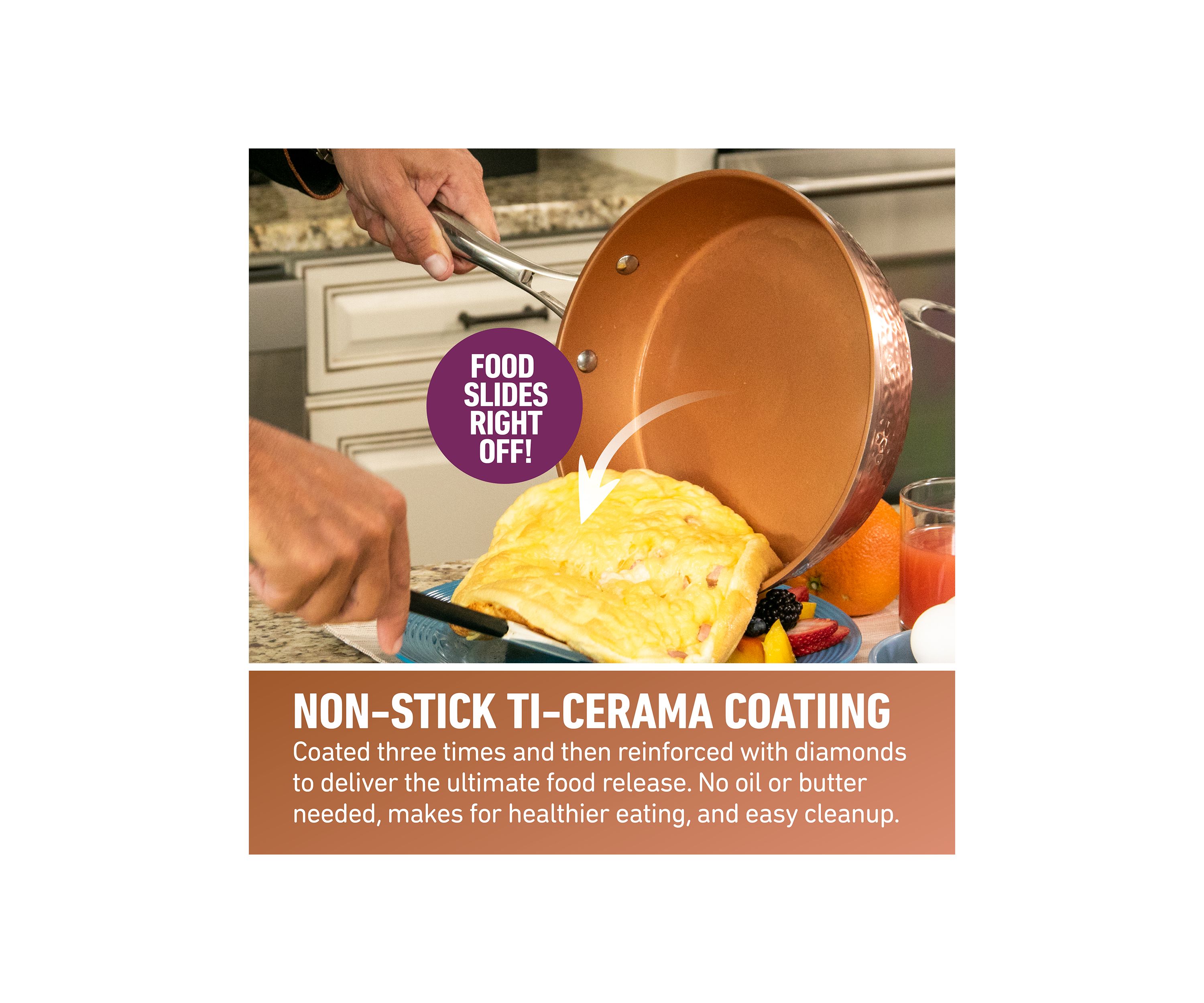 3-Piece Hammered Copper Ti-Ceramic Nonstick Frying Pan Set