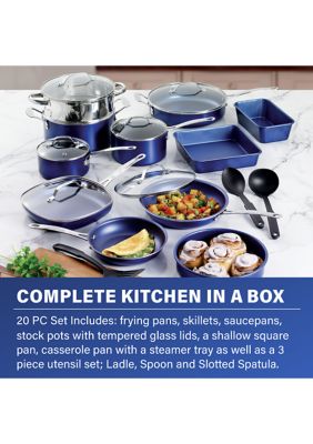Gotham Steel 32 Piece Cookware Set, Bakeware and Food Storage Set, Nonstick  Pots and Pans, Blue