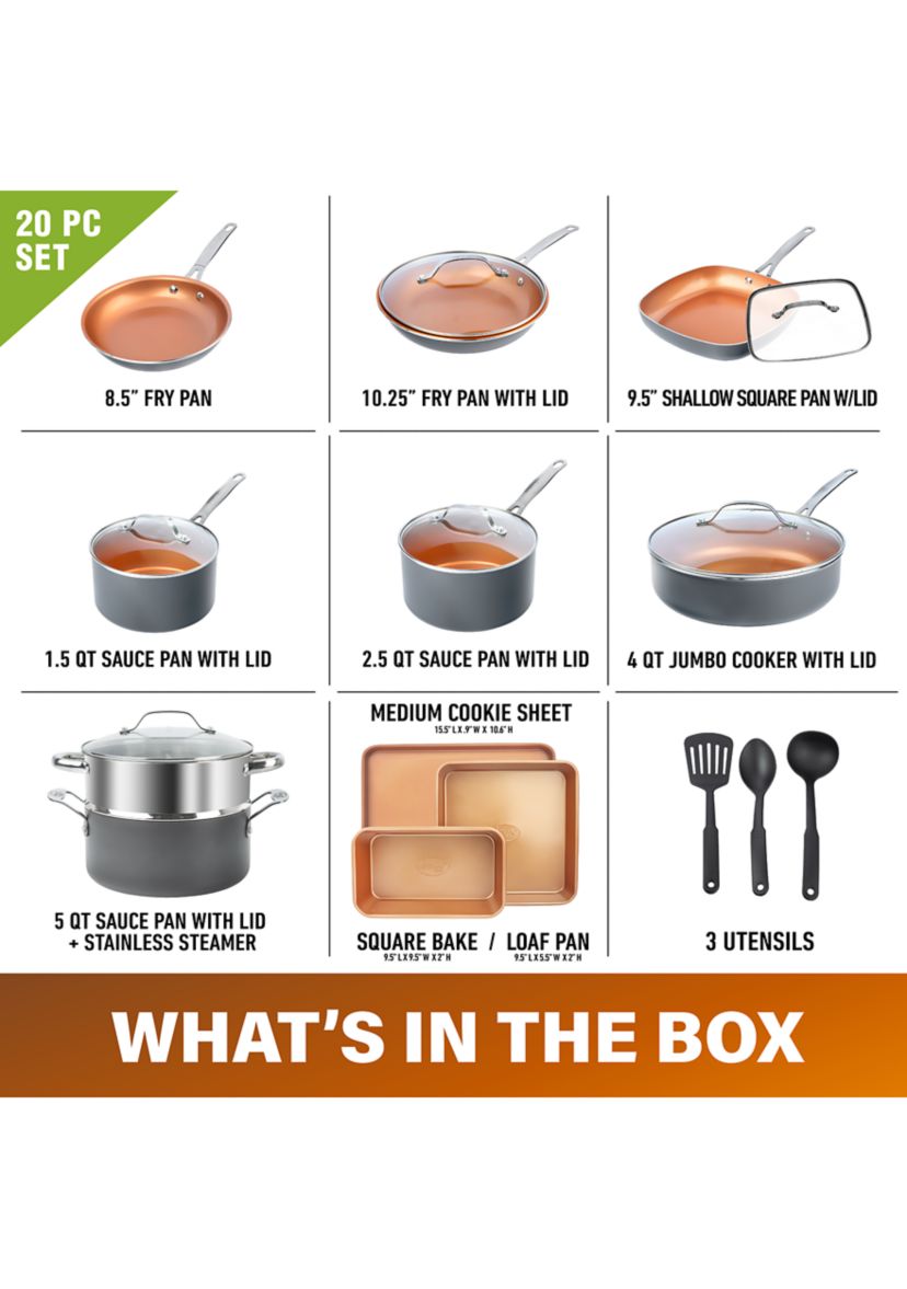 20 Piece Ceramic Cookware Set 
