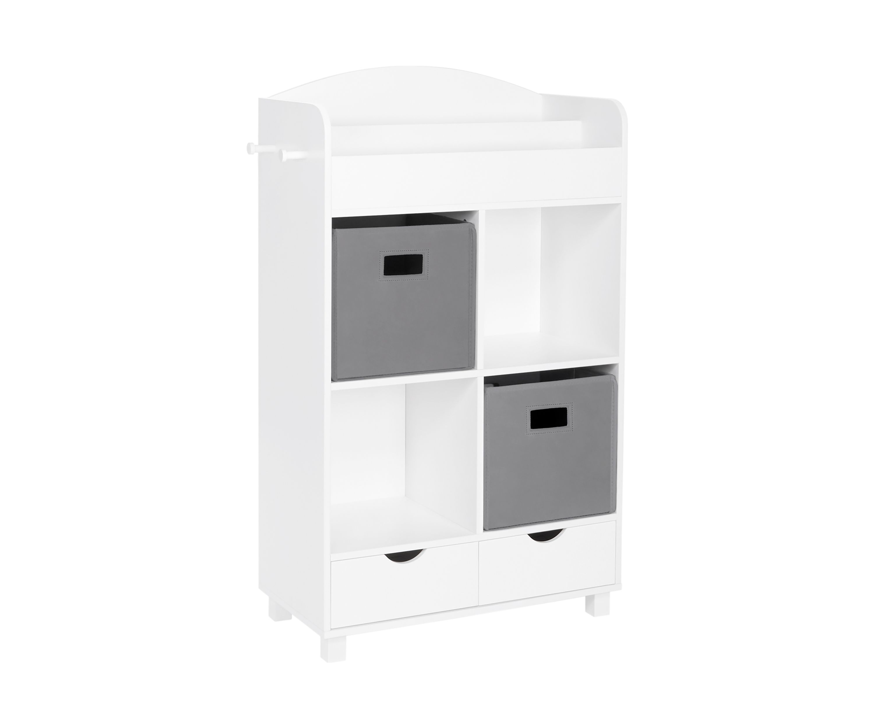  Book Nook Kids Cubby Storage Cabinet with Bookrack and 2 Piece Bin 