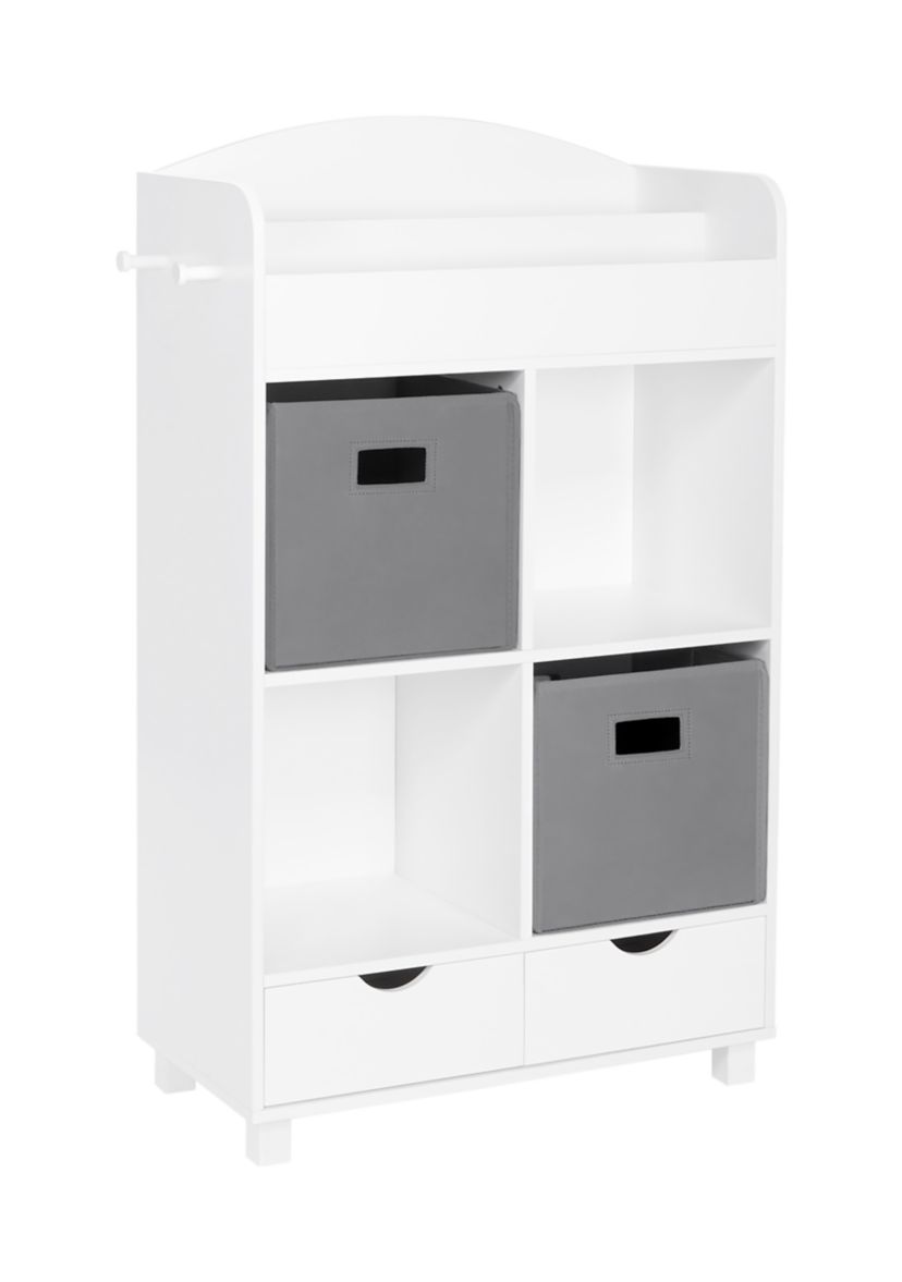  Book Nook Kids Cubby Storage Cabinet with Bookrack and 2 Piece Bin 