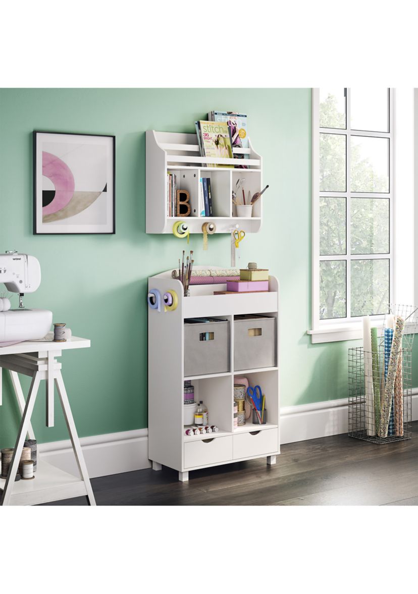  Book Nook Kids Cubby Storage Cabinet with Bookrack and 2 Piece Bin 