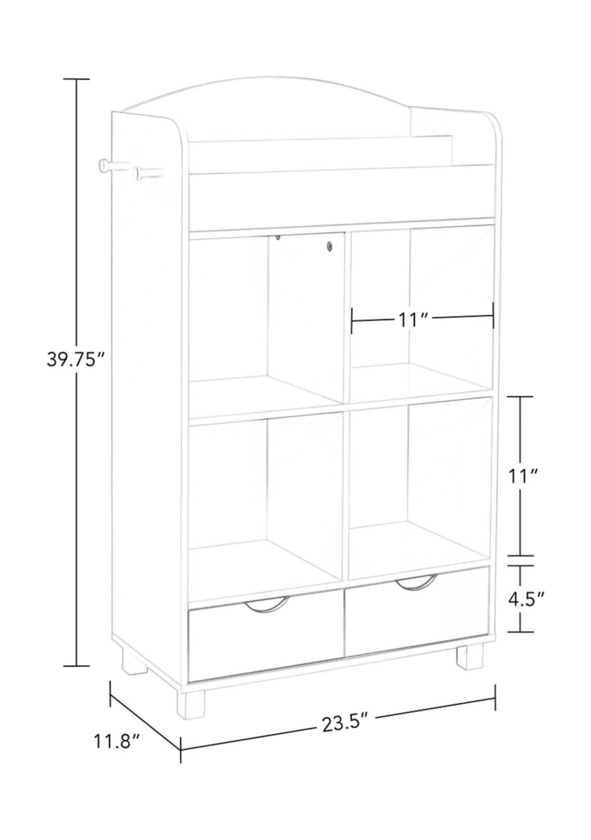  Book Nook Kids Cubby Storage Cabinet with Bookrack and 2 Piece Bin 