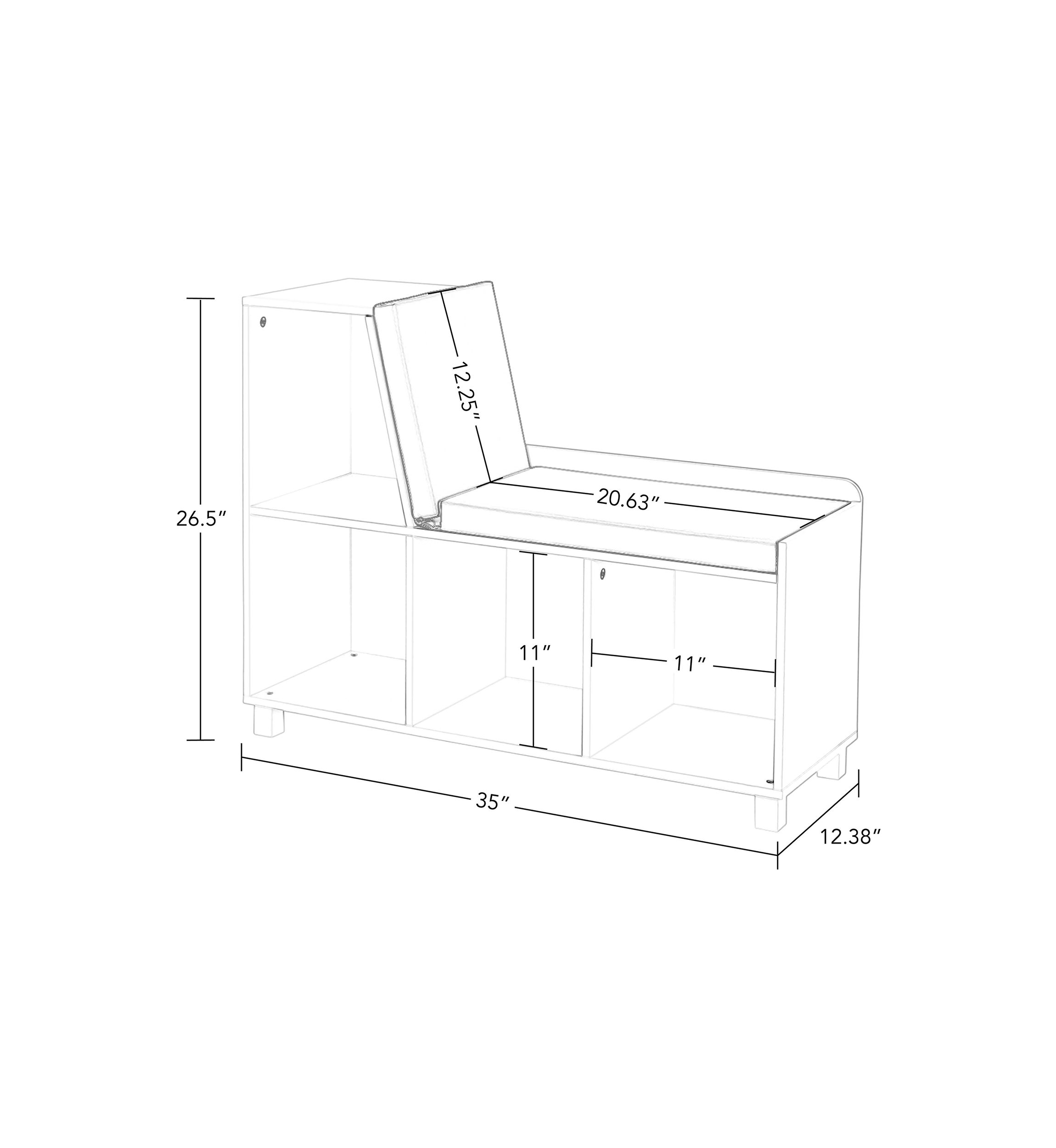  Book Nook Kids Storage Bench with Cubbies and 2 Piece Bin 