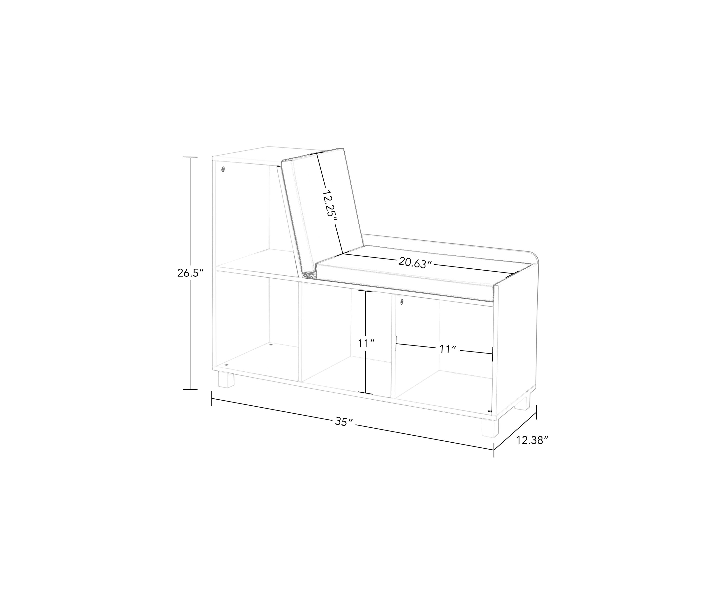  Book Nook Kids Storage Bench with Cubbies and 2 Piece Bin 