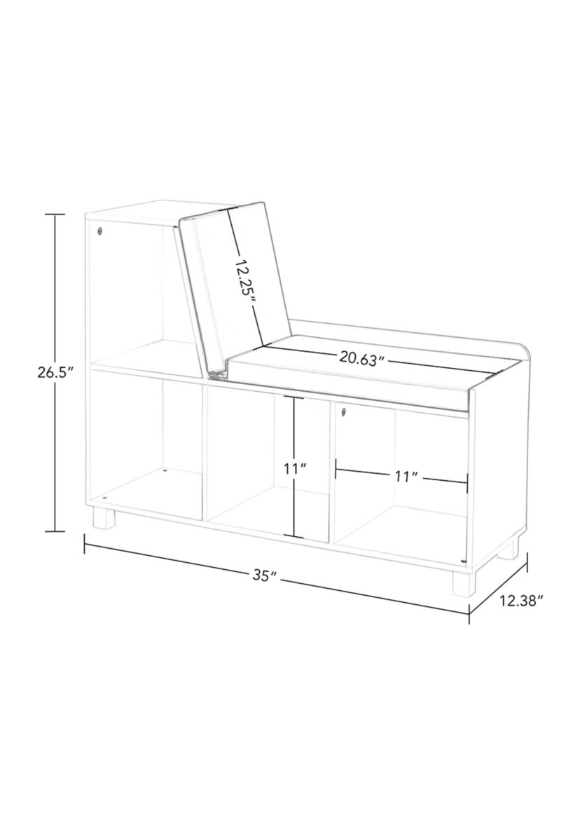  Book Nook Kids Storage Bench with Cubbies and 2 Piece Bin 