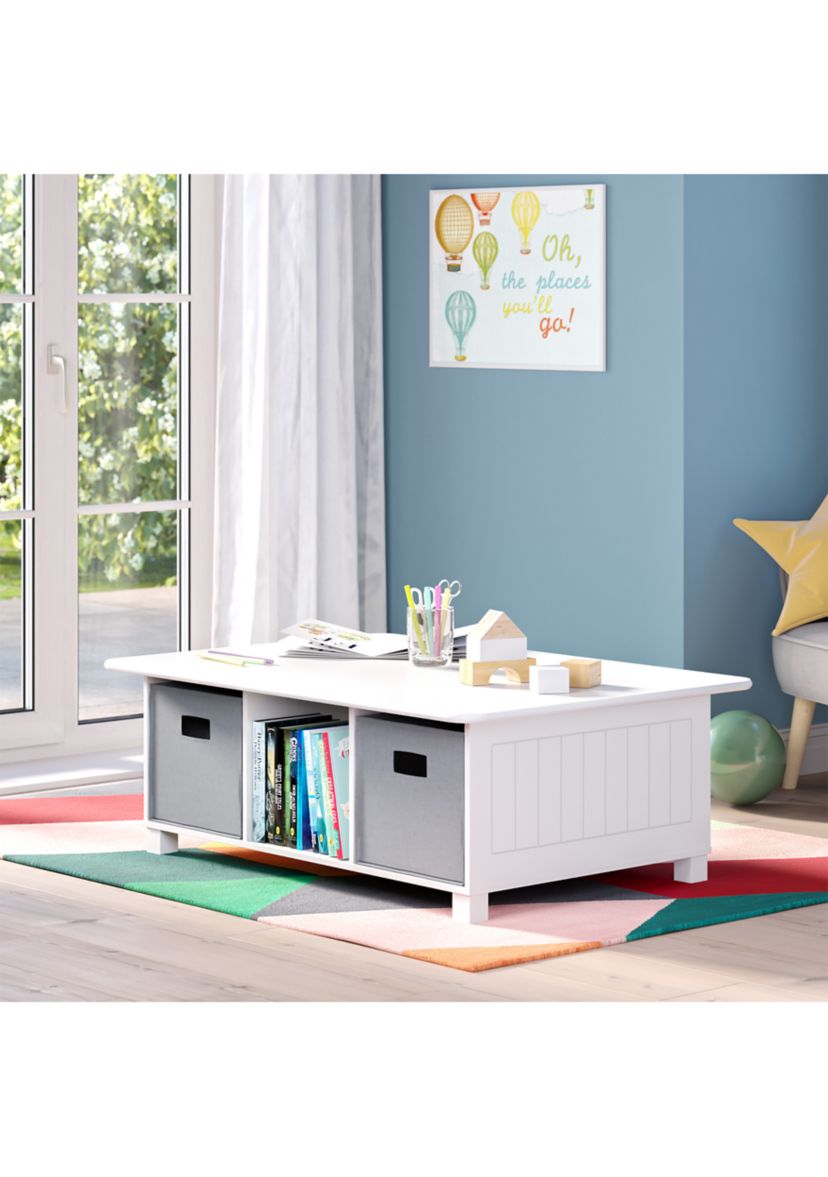  Kids 6 Cubby Storage Activity Table and 2 Piece Bin 