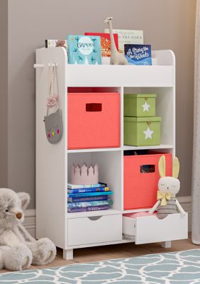 Book Nook Kids Cubby Storage Cabinet with Bookrack and 2 Piece Bin