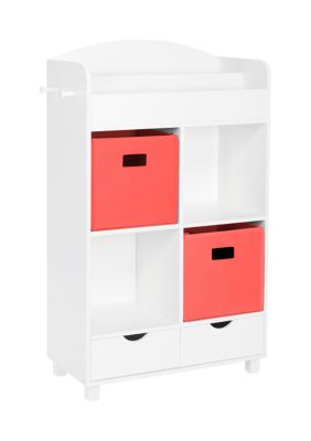 Book Nook Kids Cubby Storage Cabinet with Bookrack and 2 Piece Bin