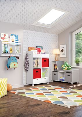 Book Nook Kids Cubby Storage Cabinet with Bookrack and 2 Piece Bin