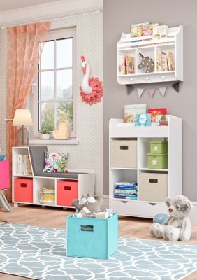 Book Nook Kids Cubby Storage Cabinet with Bookrack and 2 Piece Bin