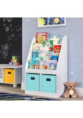 Kids Bookrack with Two Cubbies and 2 Bins