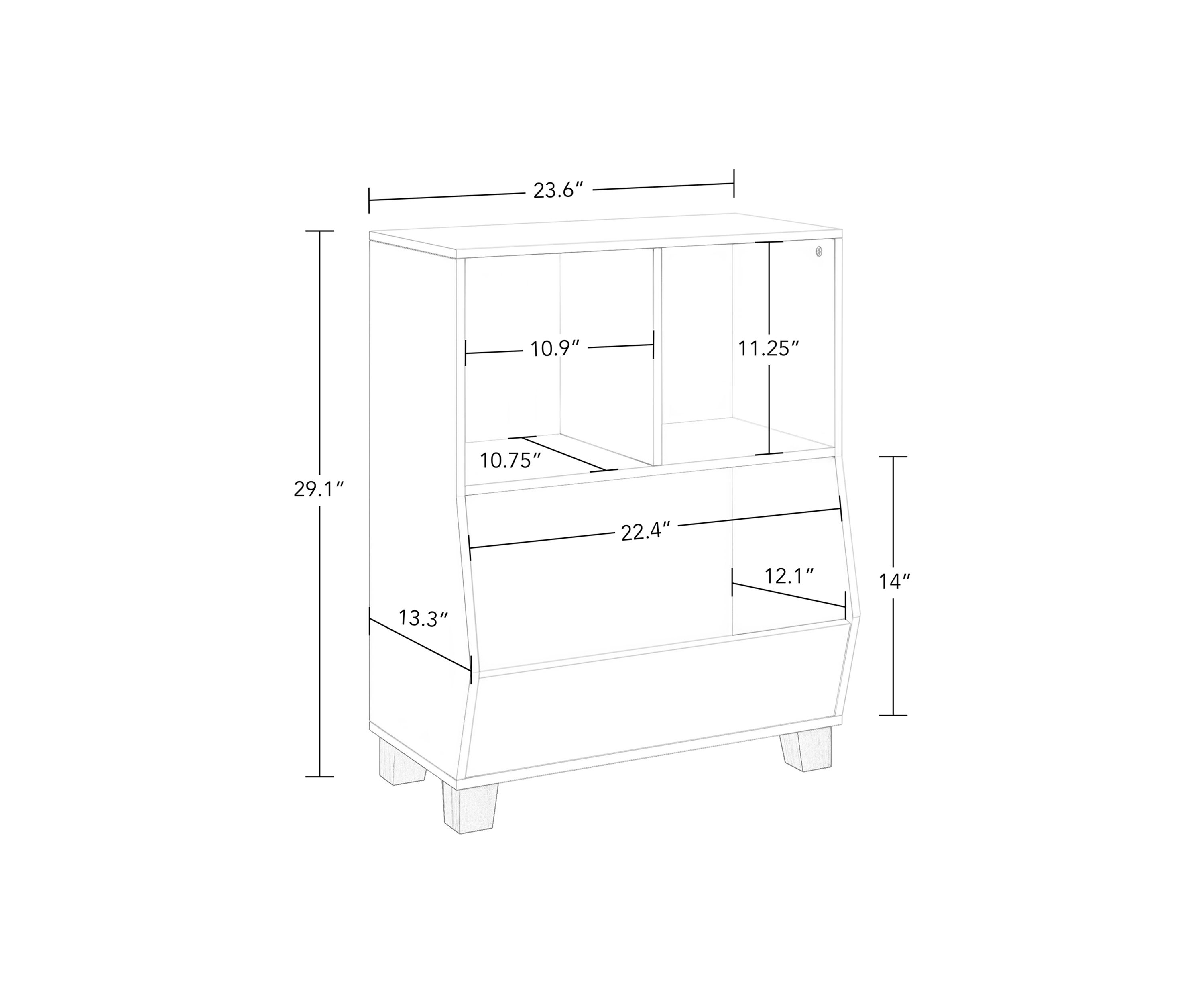  Kids Catch-All Multi-Cubby 24 Inch Toy Organizer and 2 Bins 