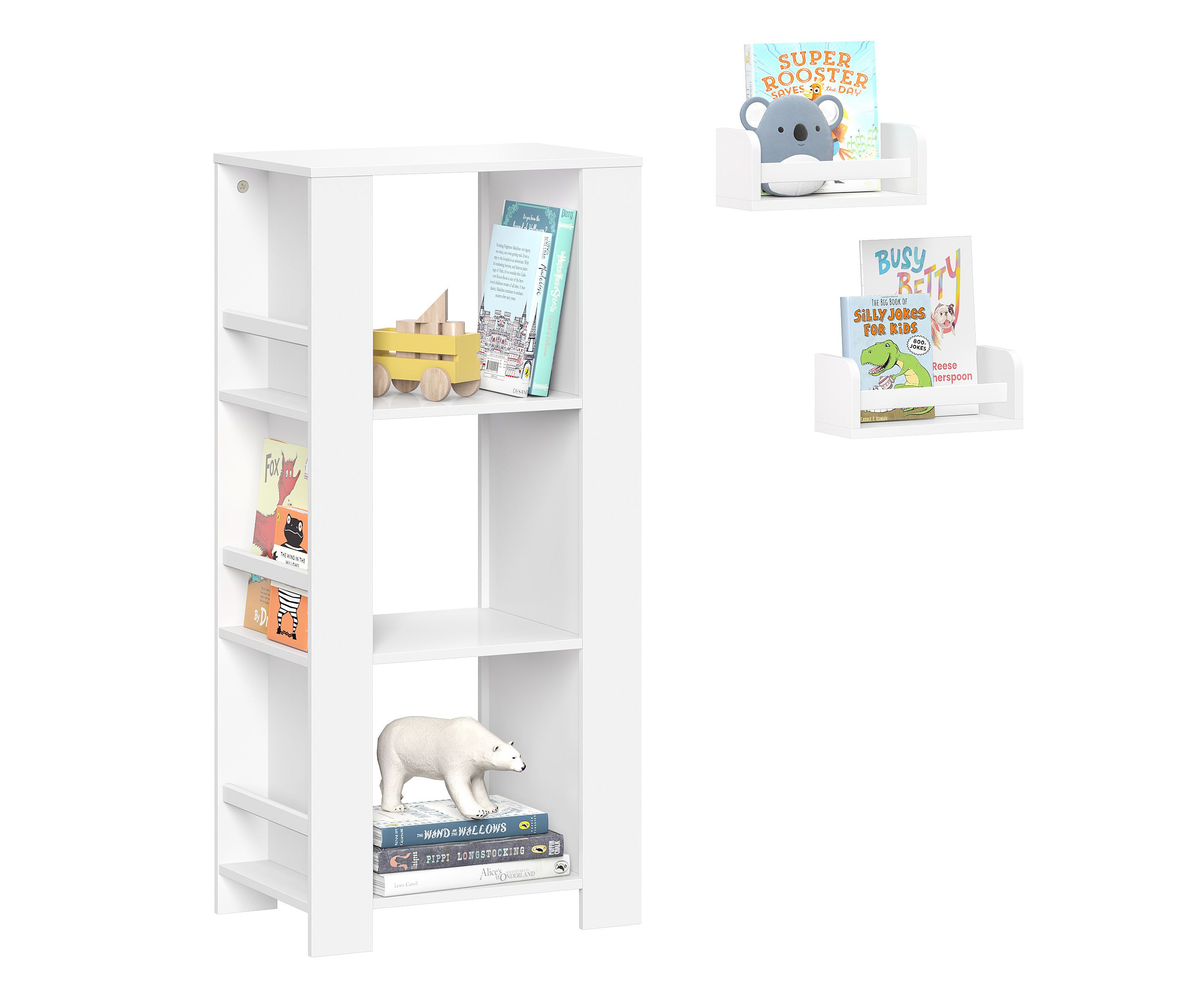 Book Nook Kids Multi-Cubby Storage Tower with a 2-Pack of 10" Bookshelves