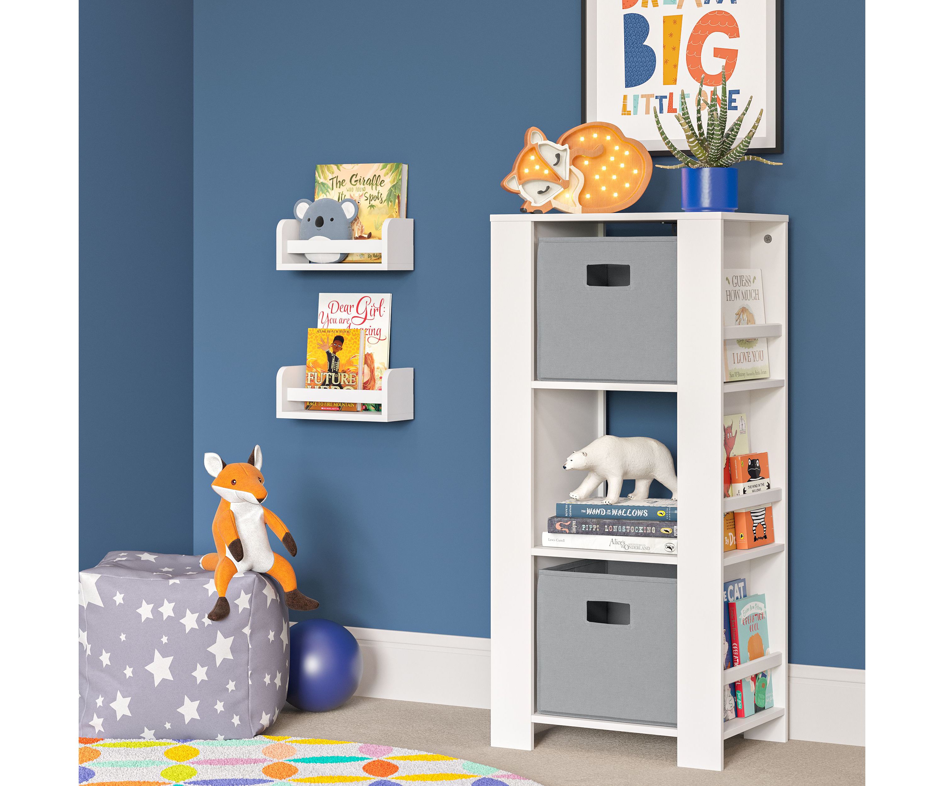 Book Nook Kids Multi-Cubby Storage Tower with a 2-Pack of 10" Bookshelves