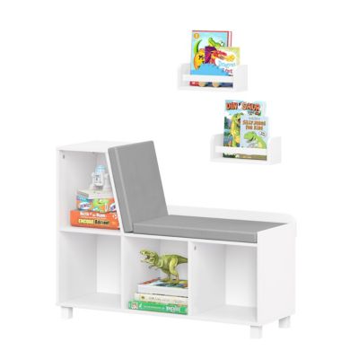 Book Nook Kids Multi-Cubby Storage Bench with a 2-Pack of 10" Bookshelves