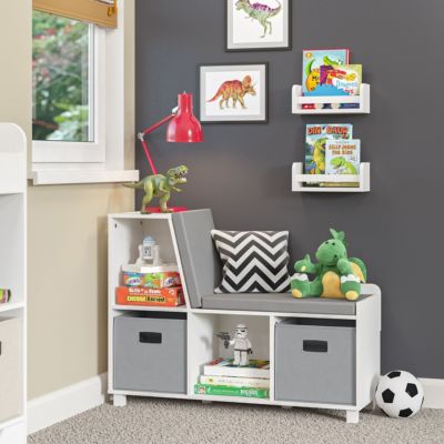 Book Nook Kids Multi-Cubby Storage Bench with a 2-Pack of 10" Bookshelves
