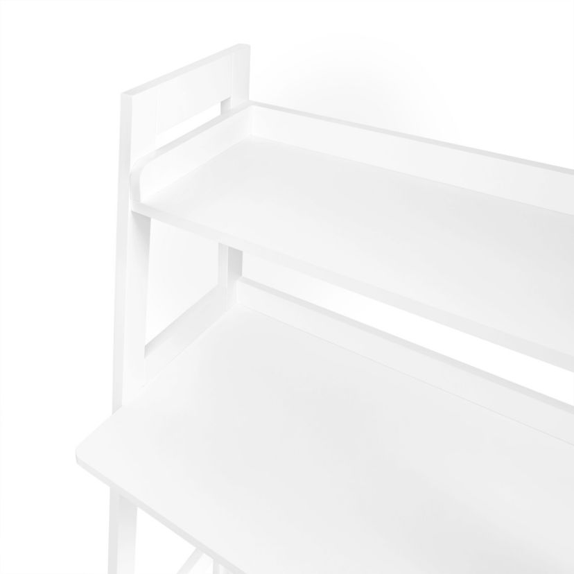 Kids Desk with Ladder Shelf Storage and 2 Bonus 10" Floating Bookshelves - White