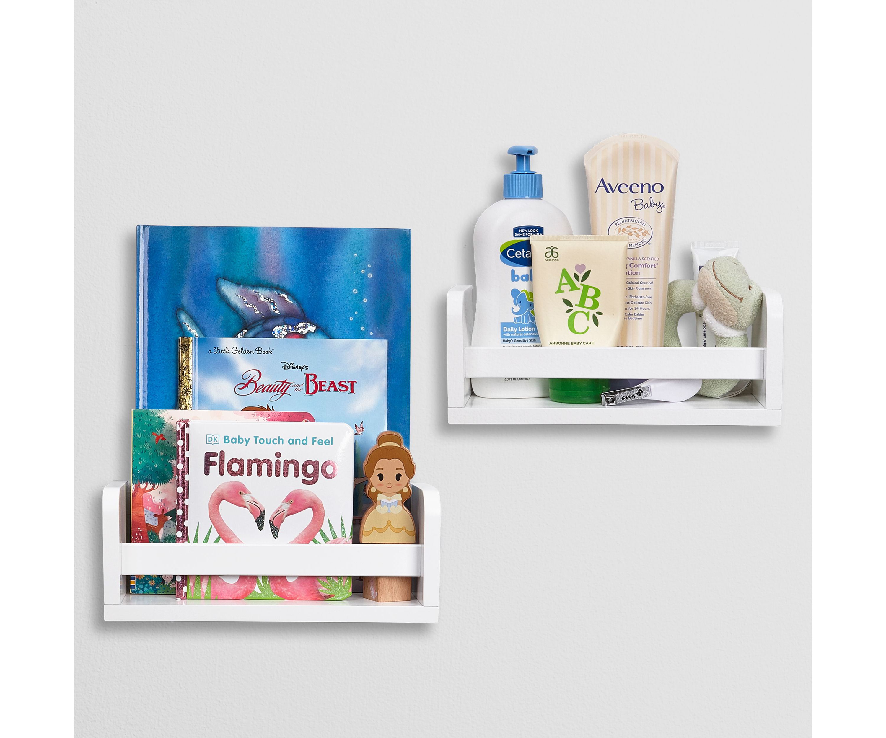 Kids Desk with Ladder Shelf Storage and 2 Bonus 10" Floating Bookshelves - White