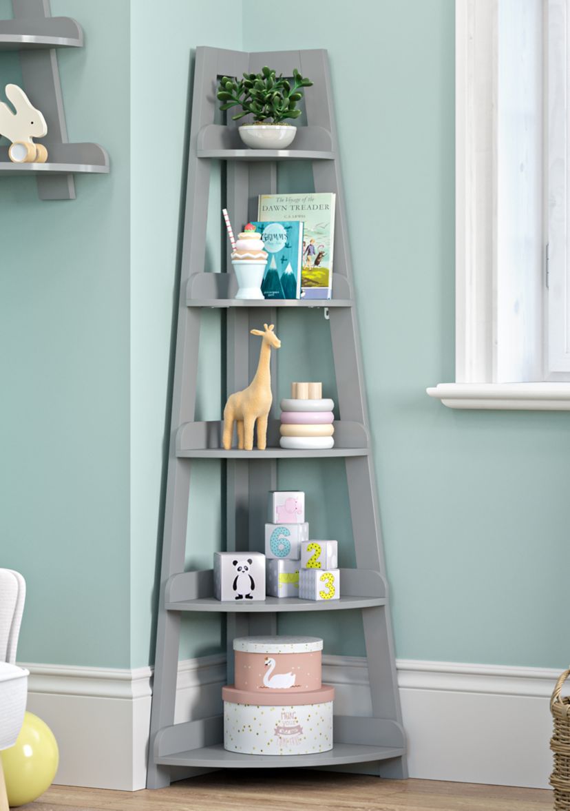 Kids 5-Tier Corner Ladder Shelf, White