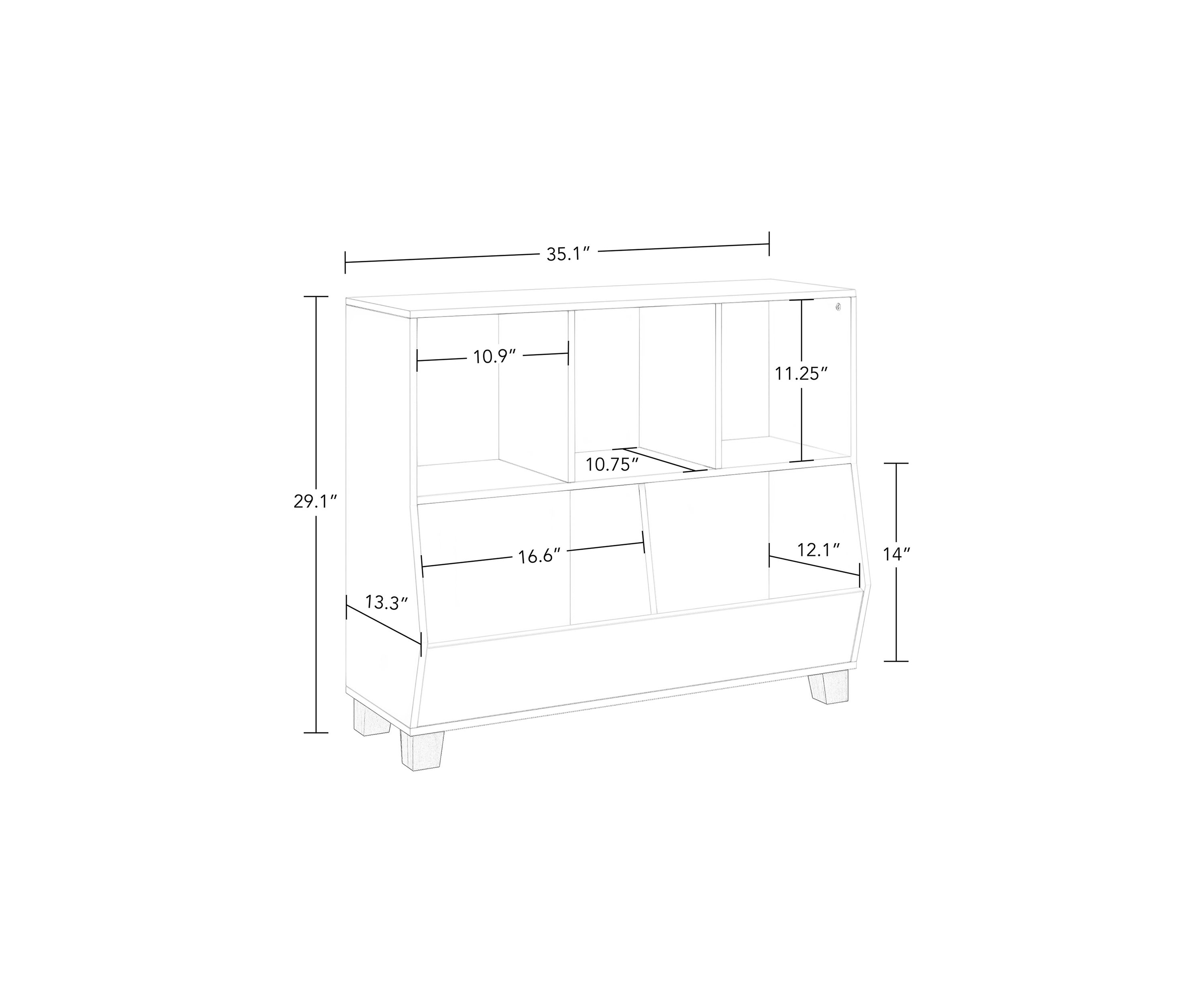  Kids Catch-All Multi-Cubby 35 Inch Toy Organizer and 2 Bins 