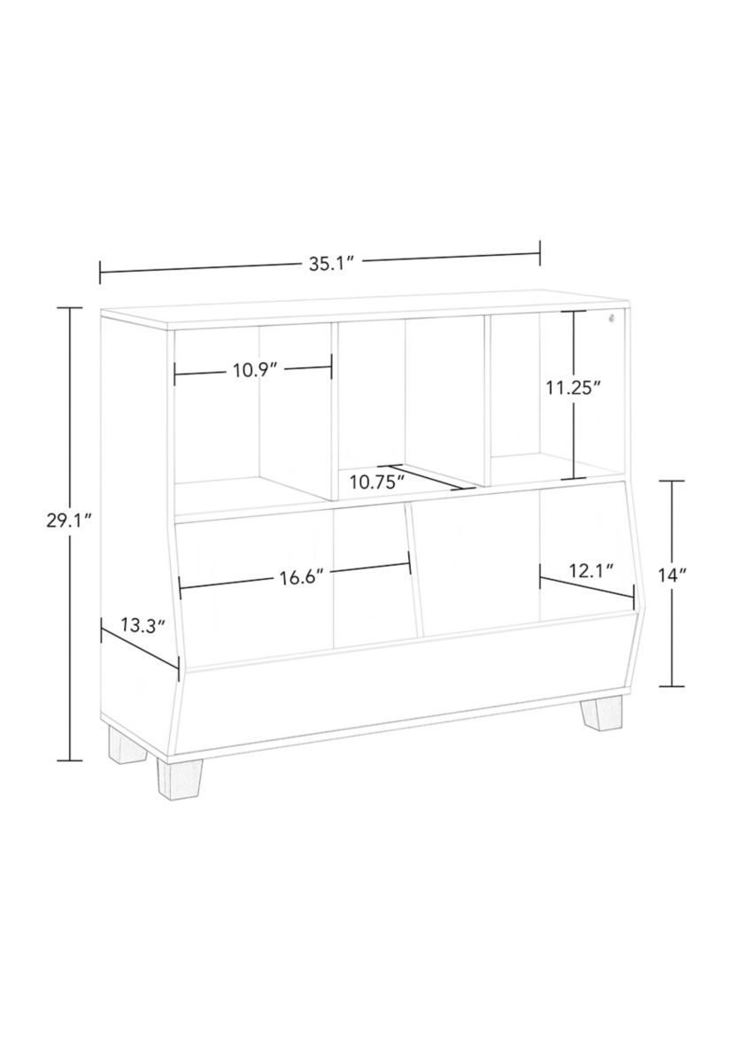 Kids Catch-All Multi-Cubby 35 Inch Toy Organizer and 2 Bins 