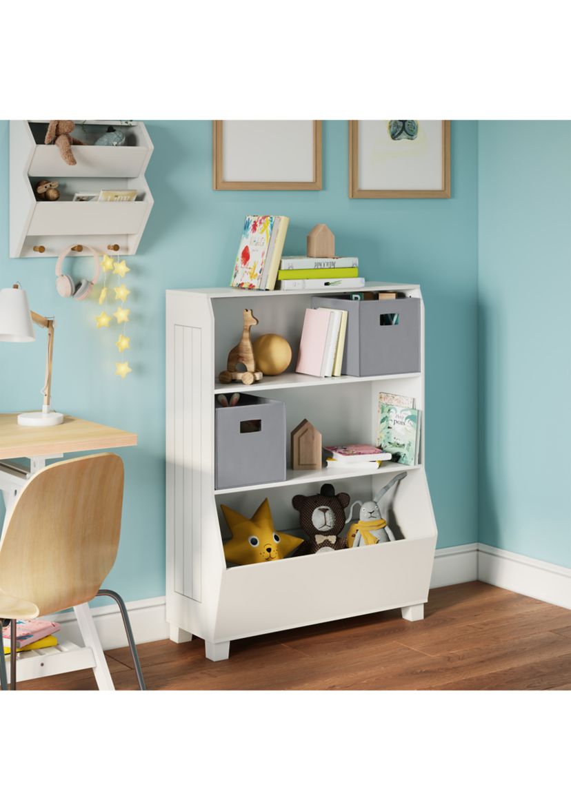  Kids 34 Inch Bookcase with Toy Organizer and 2 Bins 