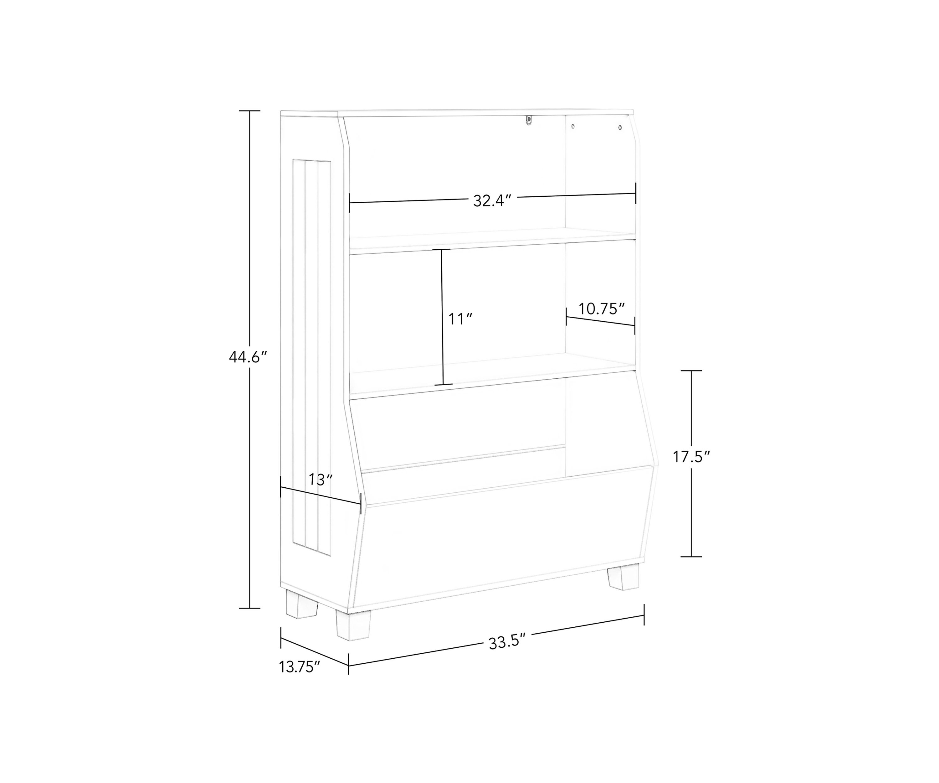  Kids 34 Inch Bookcase with Toy Organizer and 2 Bins 