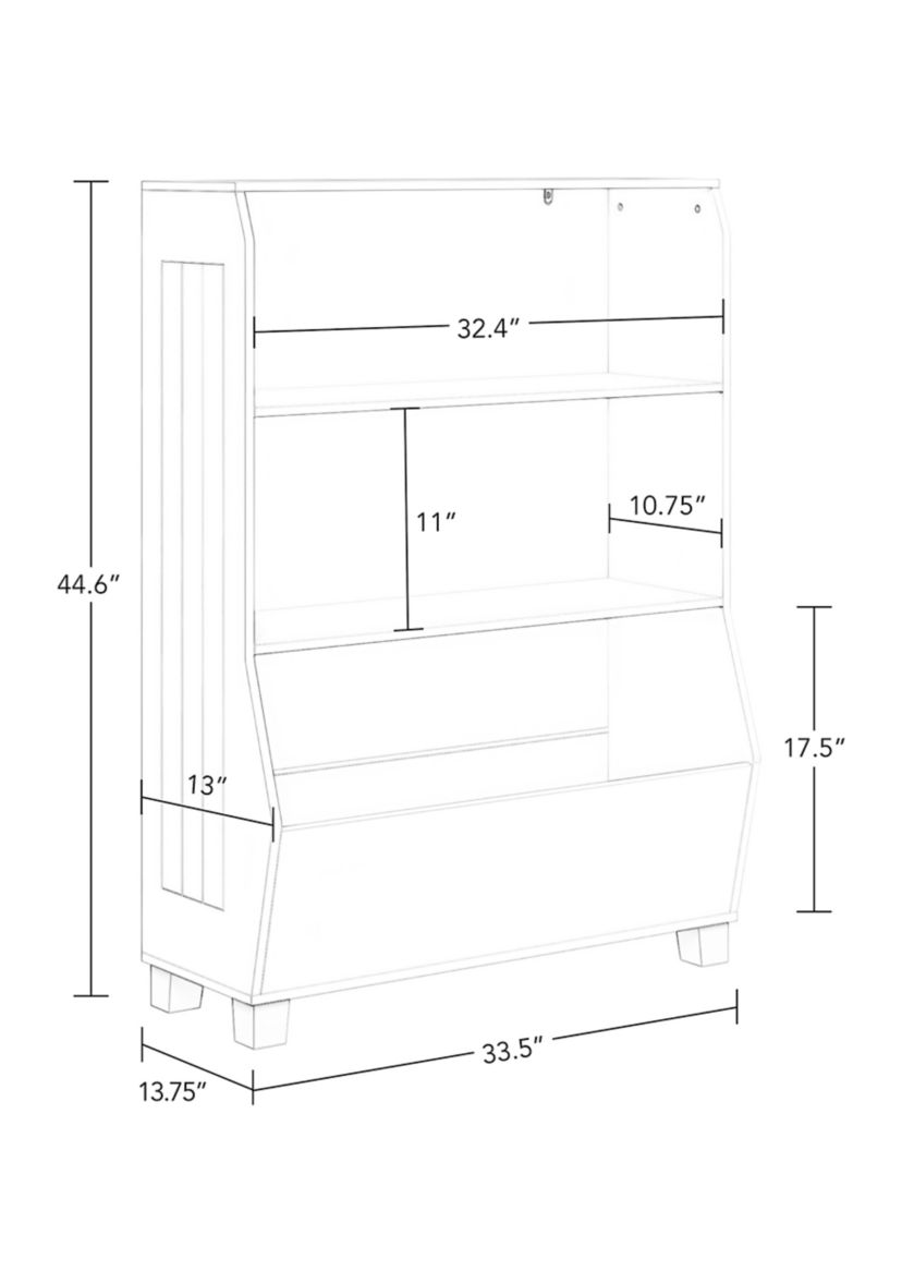  Kids 34 Inch Bookcase with Toy Organizer and 2 Bins 