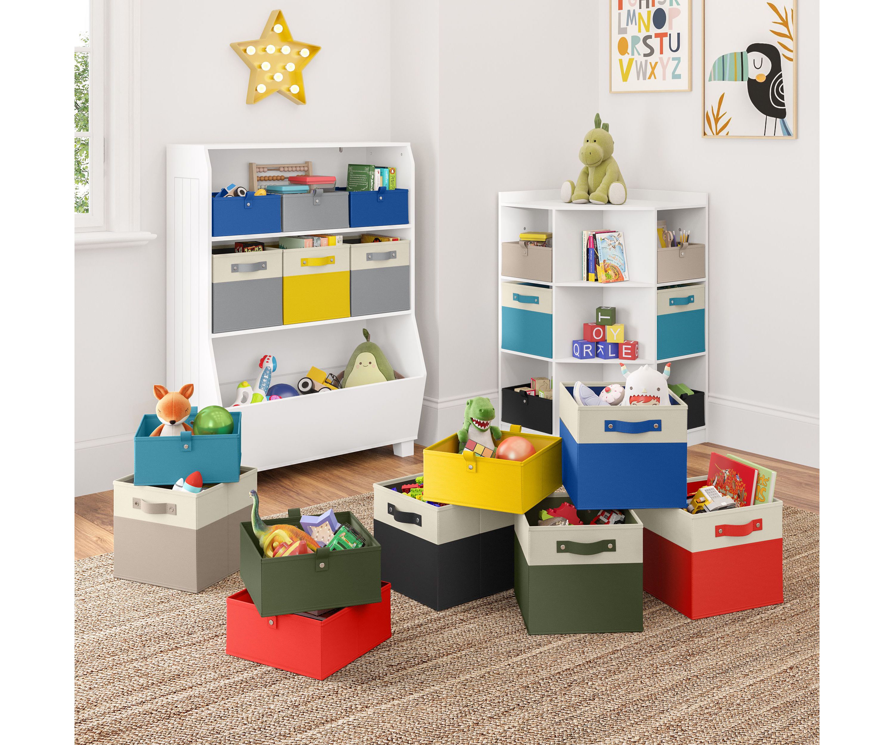 Kids 2pc 10.5in. Two-Tone Folding Storage Bin Set- Blue