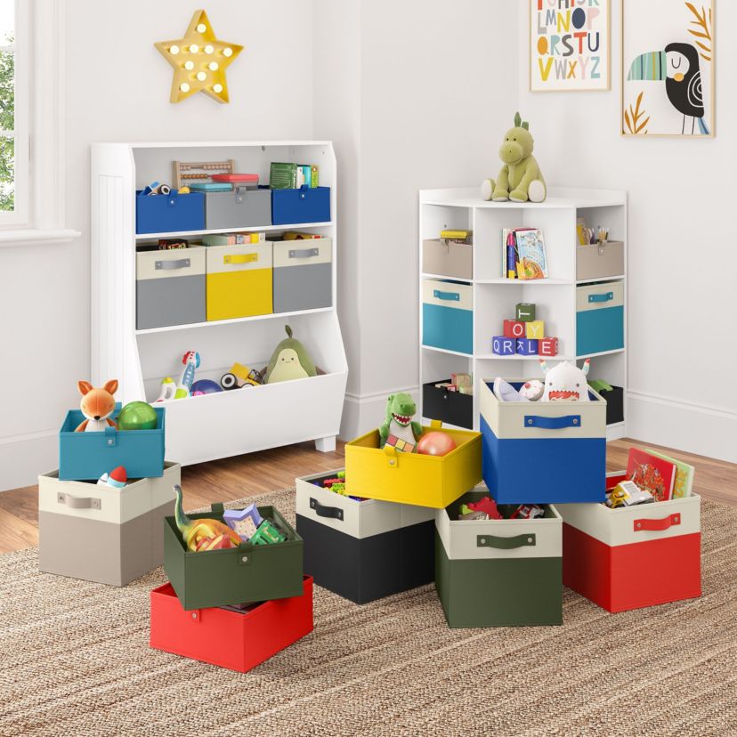 Kids 2pc 10.5in. Two-Tone Folding Storage Bin Set- Blue