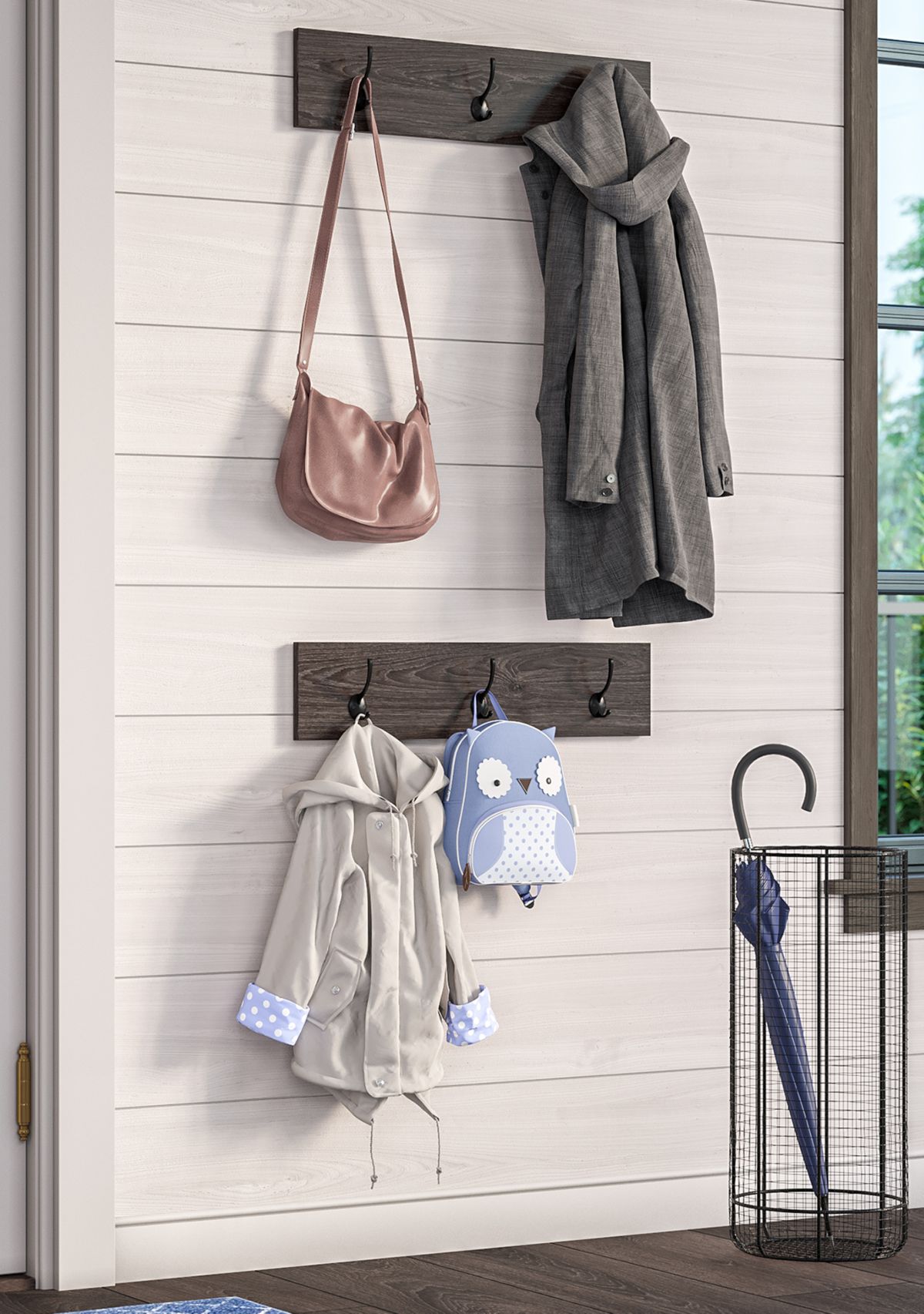 Afton 3-Hook Coat Rack - 2 Pack