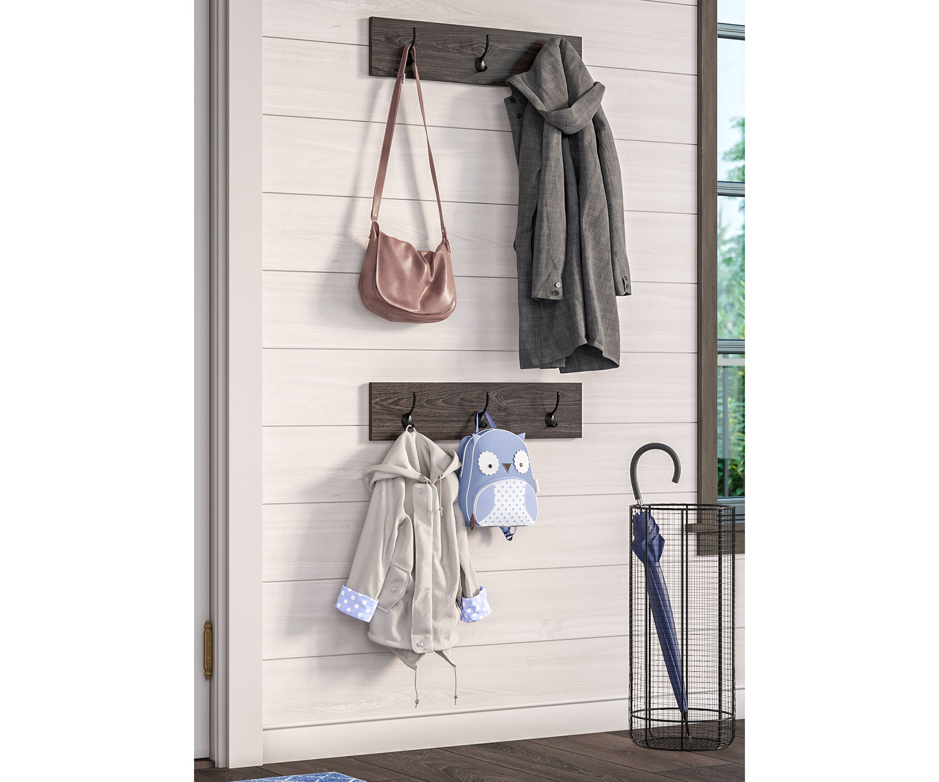 Afton 3-Hook Coat Rack - 2 Pack