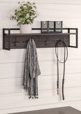 Afton 4-Hook Metal Frame Wall Shelf