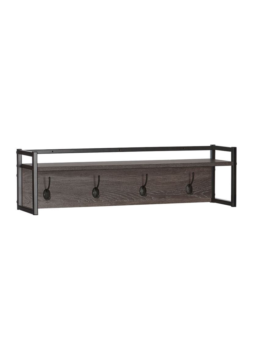 Afton 4-Hook Metal Frame Wall Shelf