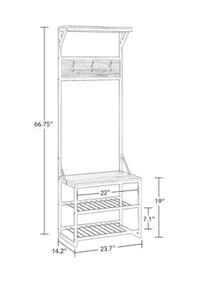 Afton Metal Frame Hall Tree