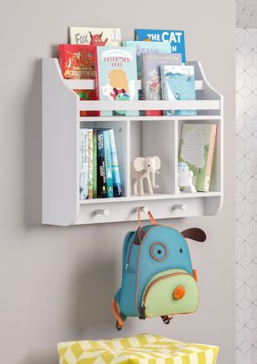 Book Nook Kids Wall Shelf with Cubbies and Bookrack